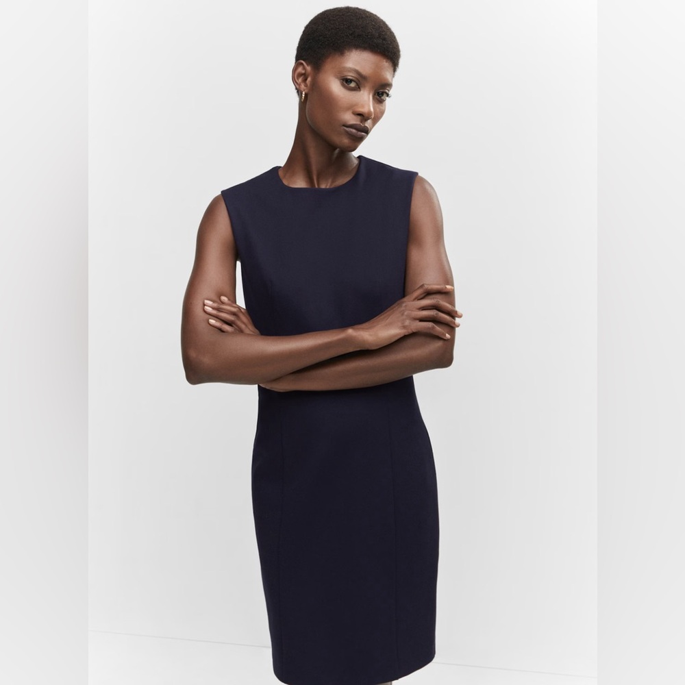 Chic Dark Blue Sleeveless Dress